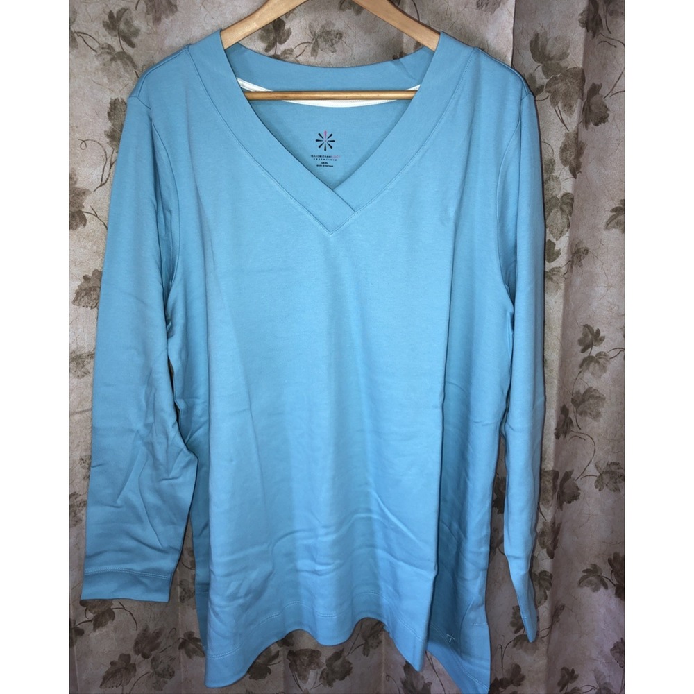 Isaac Mizrahi LIVE Essentials Ocean Breeze Long Sleeve V Neck Size XL NEW IN BAG